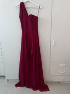 Roland Mouret Burgundy Silk Evening Gown