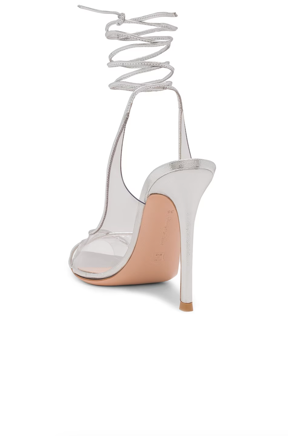 Denise Ankle Wrap Silver Plexi Pumps