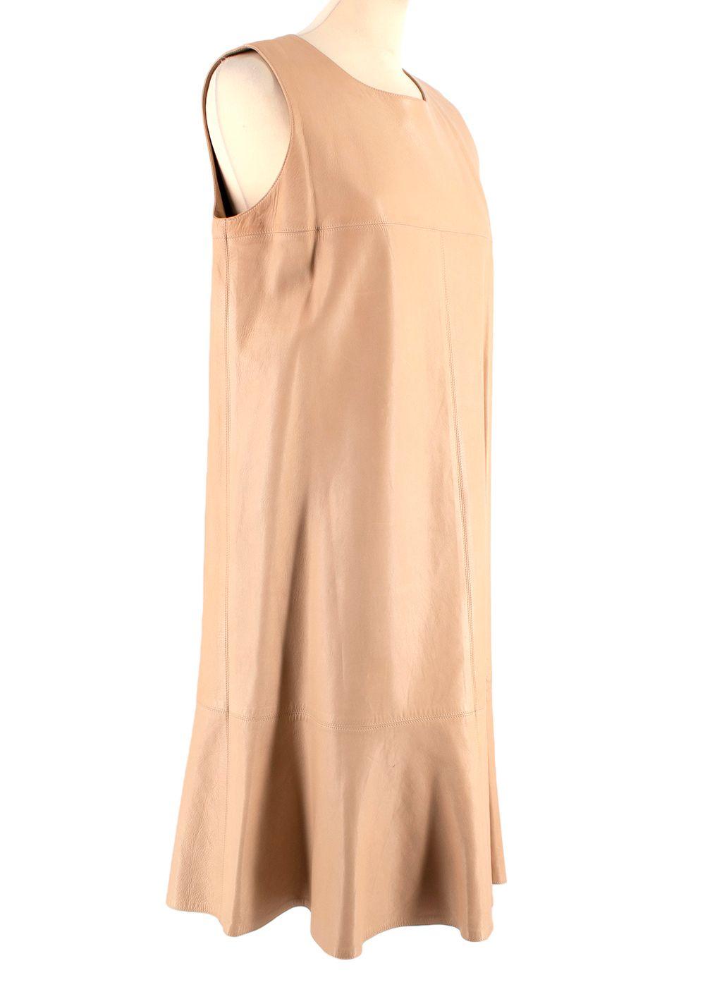 Nude Leather Sleeveless Shift Dress