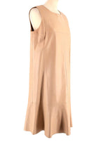 Nude Leather Sleeveless Shift Dress