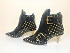Alexander McQueen Studded Kitten-Heel Pointed Bootie
