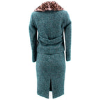 Gucci Green Alpaca & Wool Tweed Suit with Removable Mink Fur Collar