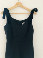 Mikael Aghal Asymmetric black crepe de chine midi dress