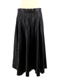 MM6 Maison Martin Margiela Black Faux Leather Pleated Midi Skirt