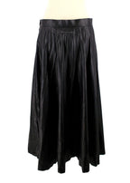 MM6 Maison Martin Margiela Black Faux Leather Pleated Midi Skirt