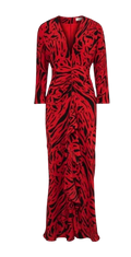 Red Tiger Print Midi Dress