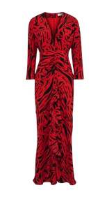 Red Tiger Print Midi Dress