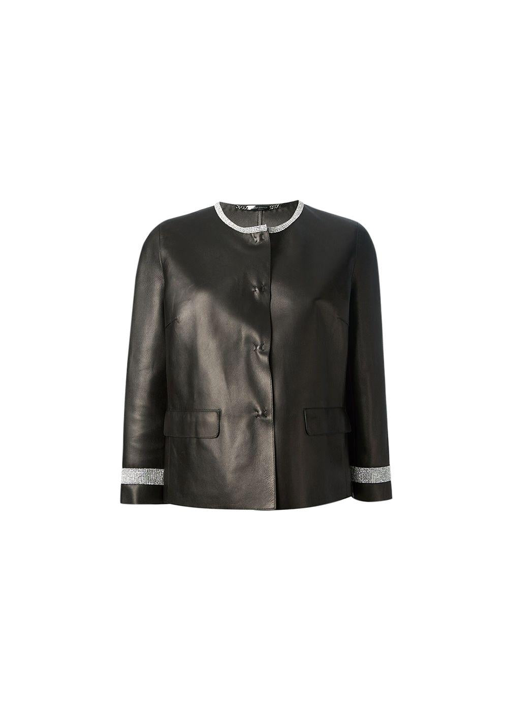 black leather cropped jacket