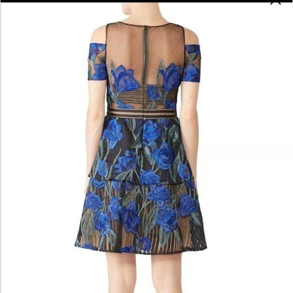 Marchesa Notte Floral Embroidered Mini Dress