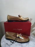 Ferragamo Metallic Leather Rolo Loafers