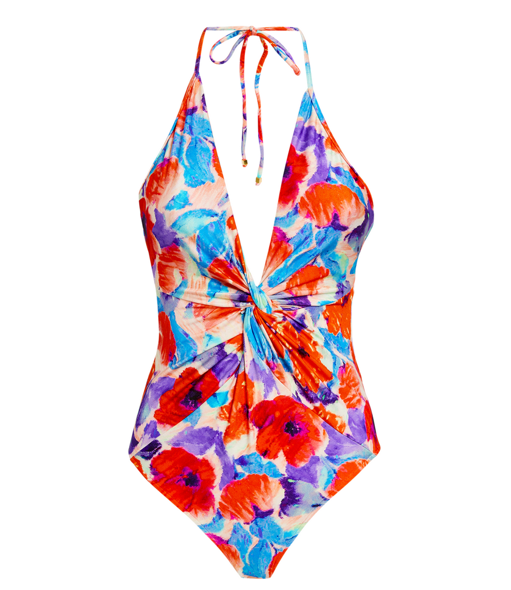 PatBO Floral Violent Plunge One Piece Swimsuit