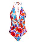 PatBO Floral Violent Plunge One Piece Swimsuit