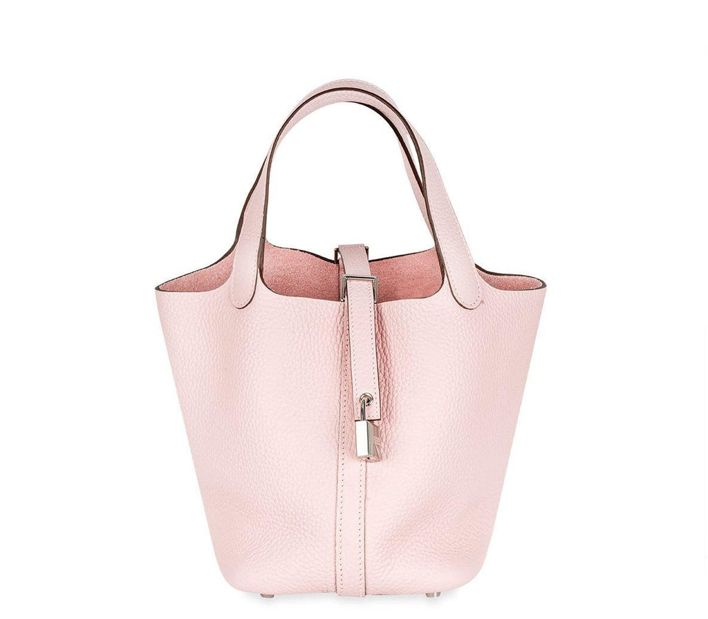 Hermes Picotin 18 in Rose Sakura Taurillon Clemence Leather with Palladium Hardware