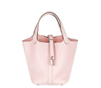 Hermes Picotin 18 in Rose Sakura Taurillon Clemence Leather with Palladium Hardware