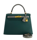 Hermes Malachite And Gris Mouette Togo Leather Kelly 28