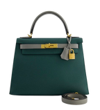 Hermes Malachite And Gris Mouette Togo Leather Kelly 28