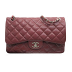 Chanel Burgundy Caviar Leather Jumbo Double Flap Bag