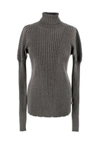 Bottega Veneta Grey Ribbed Knit Turtleneck Top
