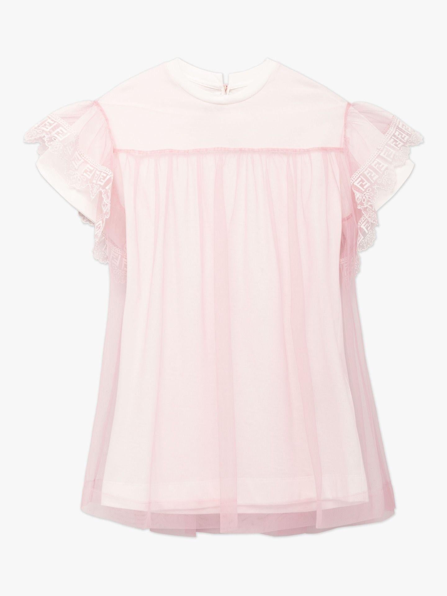 Kids 6Y Pink & White Tulle Dress