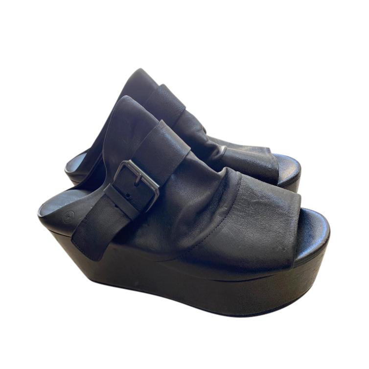 Marsell Black Leather Chunky Platform Slides