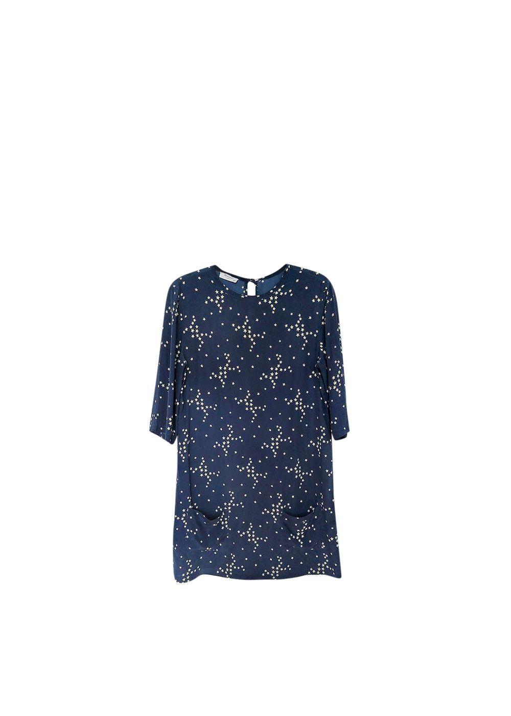 Star Print Aubrey Silk Shift Dress