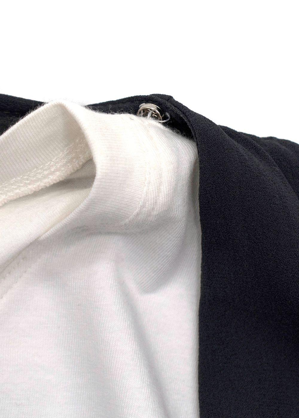 Brunello Cucinelli Double Layer White and Grey Crepe Dress