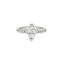 18ct white gold & white diamond Marquise Solitaire ring 51EU