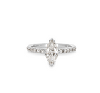 18ct white gold & white diamond Marquise Solitaire ring 51EU