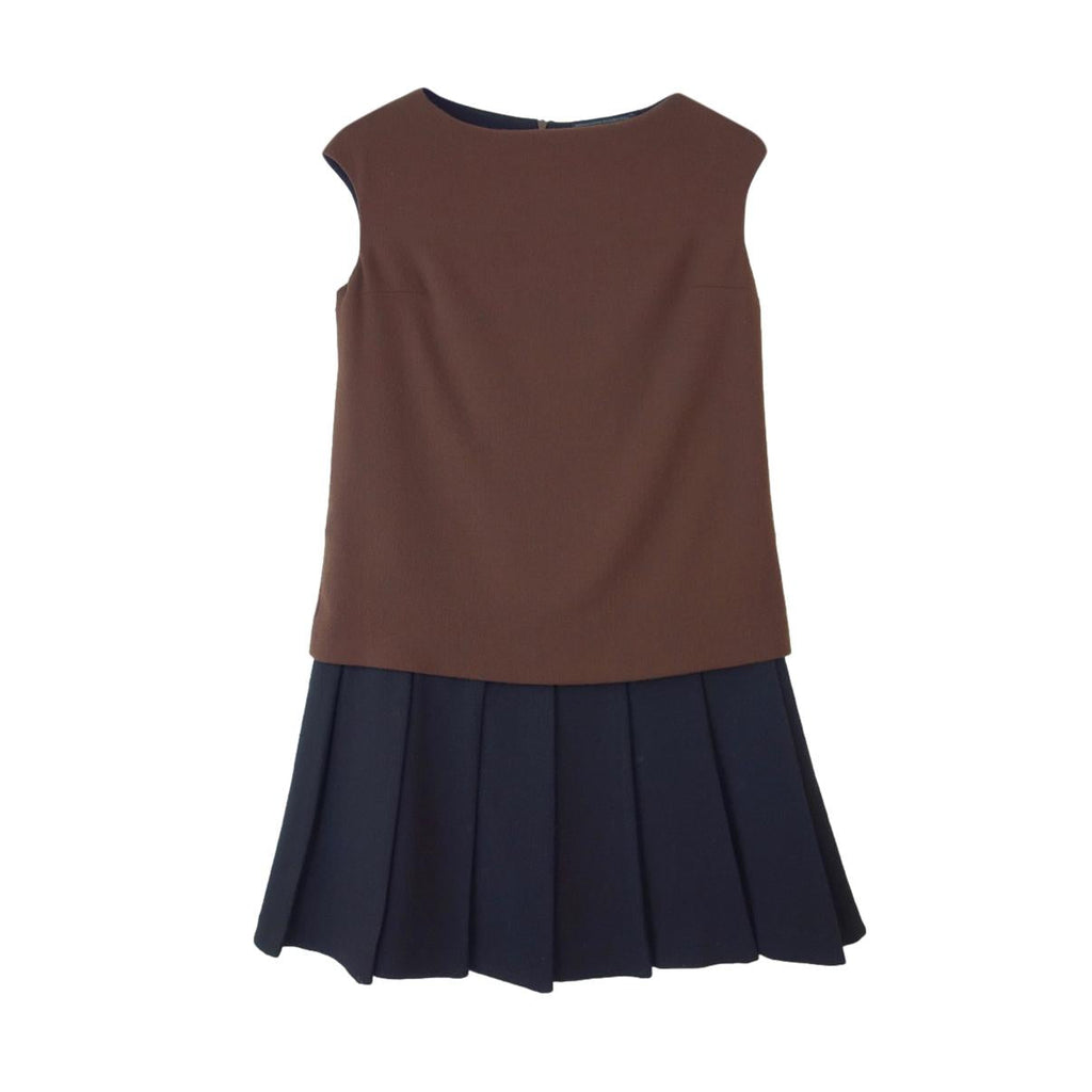 Ermanno Scervino Pleated Contrast Underskirt Sleeveless Mini Dress