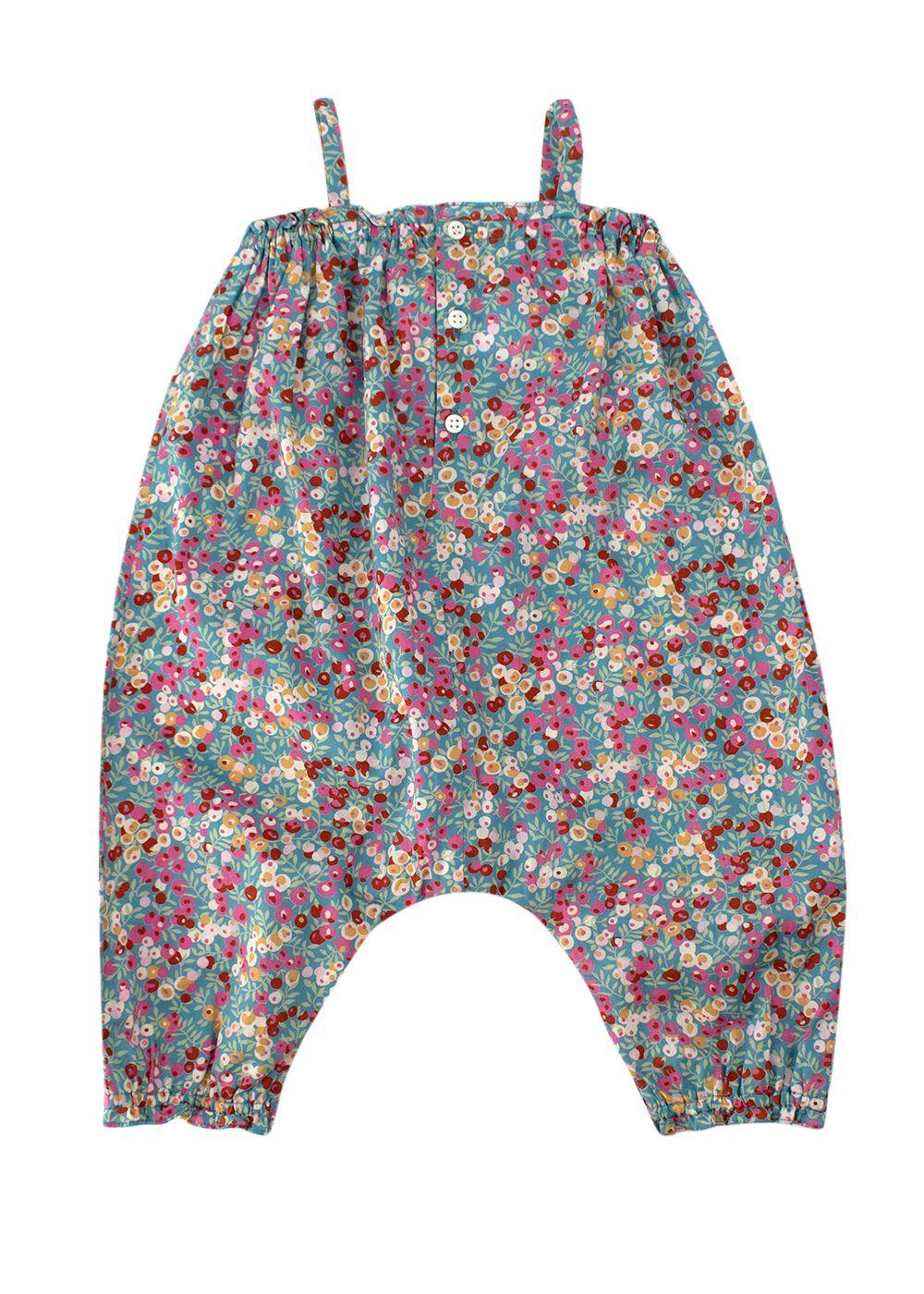 Bonpoint Baby 6m Blue Floral Overalls