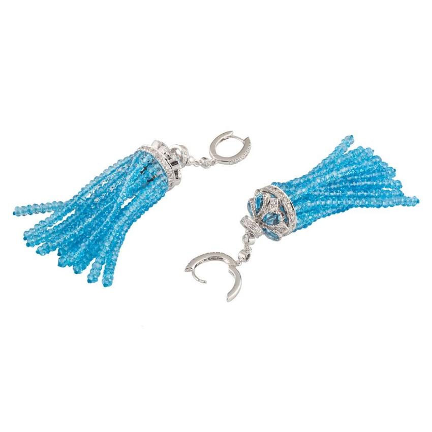 Bespoke White Gold Diamond and Topaz Earrings