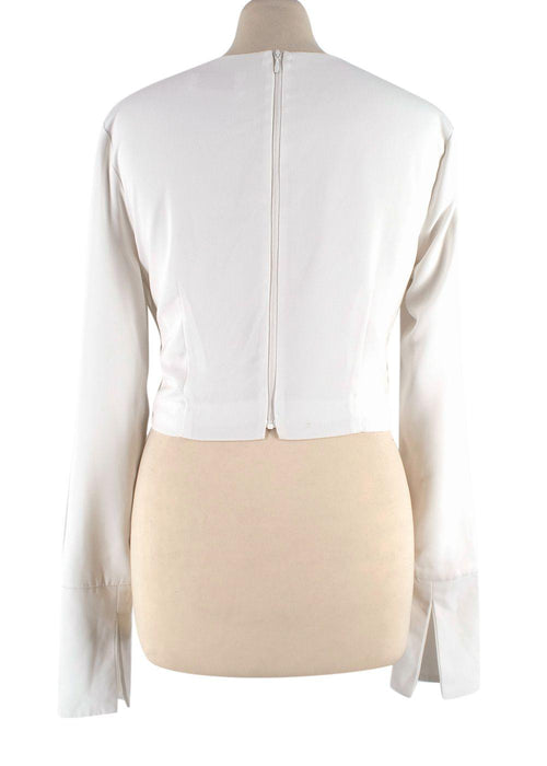 16Arlington White Long Sleeve Bow Tie Blouse