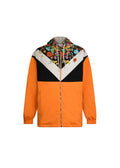 Gucci Orange Floral Print Shell Hooded jacket