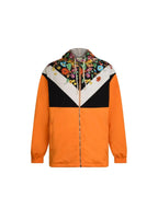 Gucci Orange Floral Print Shell Hooded jacket