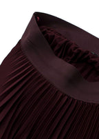 Joseph Burgundy Asymmetric Pleated Midi Skirt