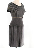 Alaia Black & White Striped Knit Skater Dress
