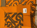 Burberry Orange & Archive Beige TB Monogram Cashmere Throw