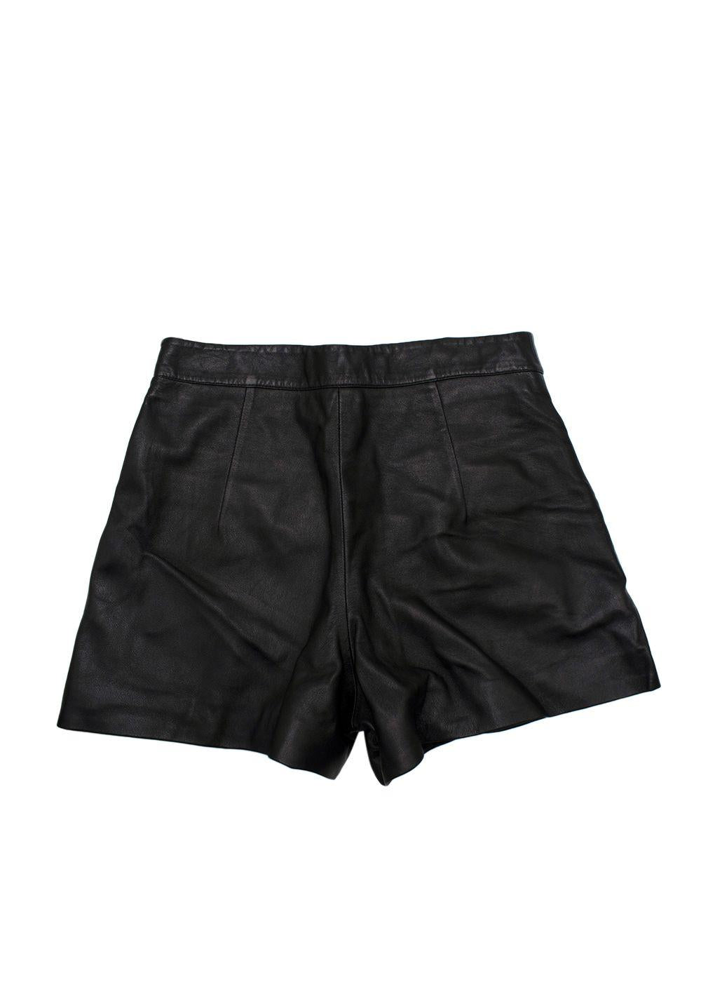 Zeynep Arcay Black Leather Shorts