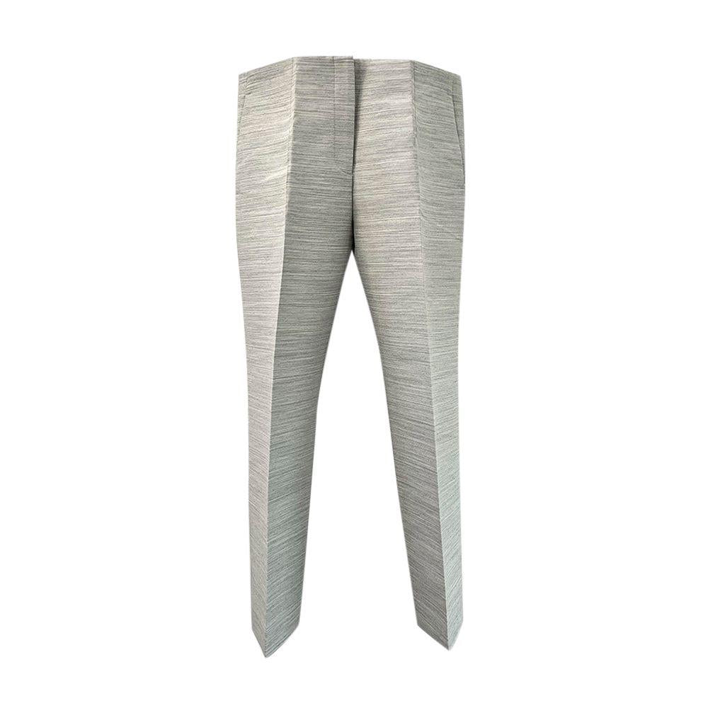 Grey Marl Wool Cropped Crease-Front Trousers