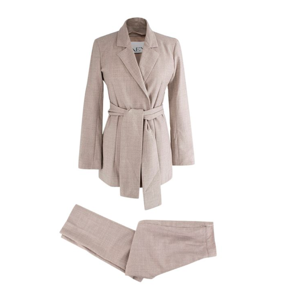 Beige Wool Tailored Jacket and Trousers Set