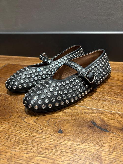 Alaia Embellished Black Ballet Flats