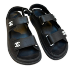 Chanel Black Rubber Dad Sandals