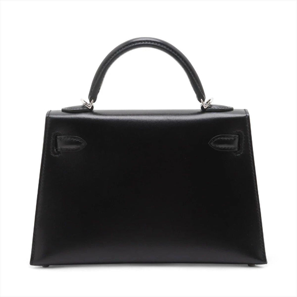 Kelly Handbag 20 Black Cloute Box Sellier PHW B