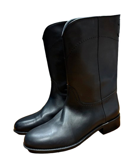 Chanel Black Leather CC Boots