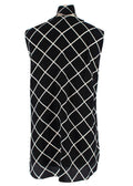 Oscar de La Renta Black and White Geometric Silk Blouse