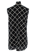 Oscar de La Renta Black and White Geometric Silk Blouse