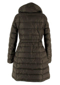 Moncler Khaki Longline Flammette Puffer Coat