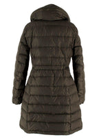 Moncler Khaki Longline Flammette Puffer Coat