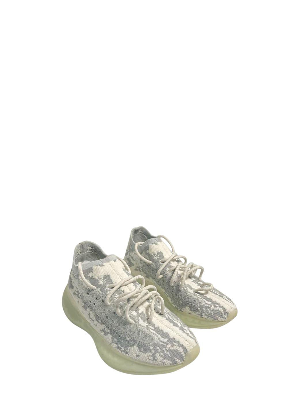 Grey & White Stretch-Knit Boost 350 Sneakers