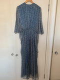 Issa Blue & White Printed Silk Gown
